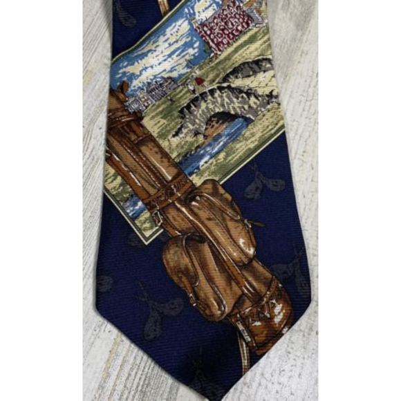 Vintage Golf Magazine Golf Print Neck Tie 100% Silk USA Made Golf Bag Club EUC - Picture 3 of 8
